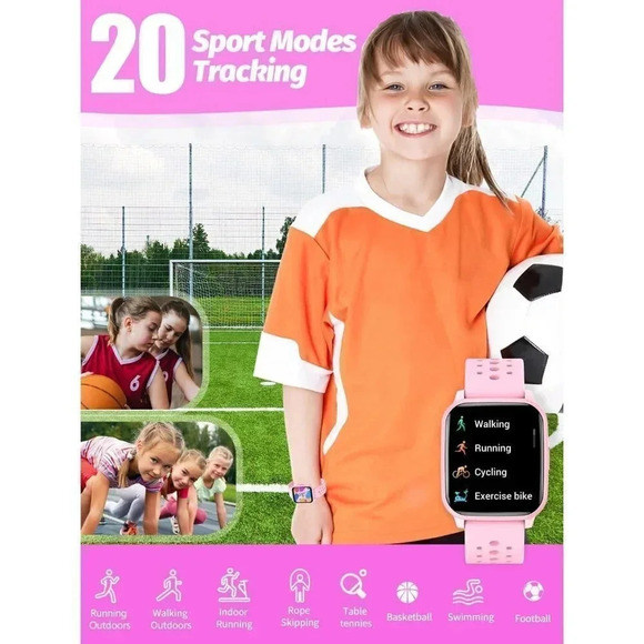Kids Modern Mode 20 Sports Modes 5 Games Pedometer Pink Smart Watch  Oval Shape - Picture 4 of 15